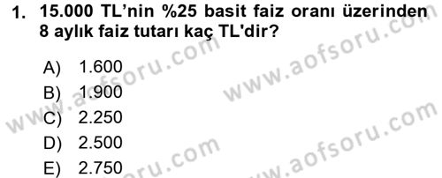 Girişim Finansmanı Dersi 2016 - 2017 Yılı (Vize) Ara Sınav Soruları 1. Soru
