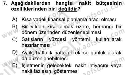 Girişim Finansmanı Dersi 2016 - 2017 Yılı (Vize) Ara Sınav Soruları 7. Soru