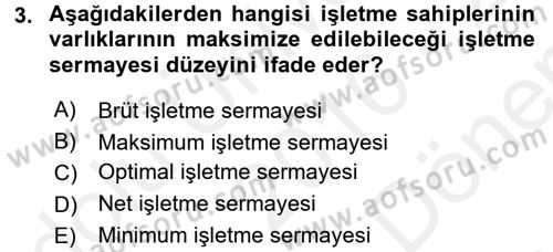 Girişim Finansmanı Dersi 2016 - 2017 Yılı (Final) Dönem Sonu Sınav Soruları 3. Soru