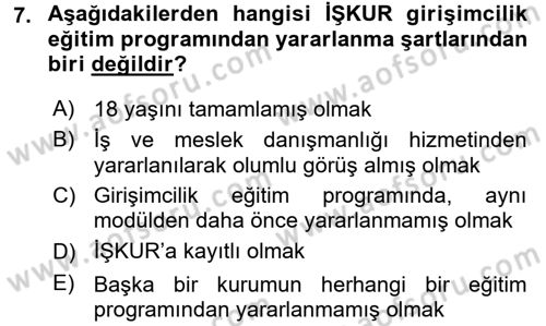 Girişim Finansmanı Dersi 2016 - 2017 Yılı (Final) Dönem Sonu Sınav Soruları 7. Soru