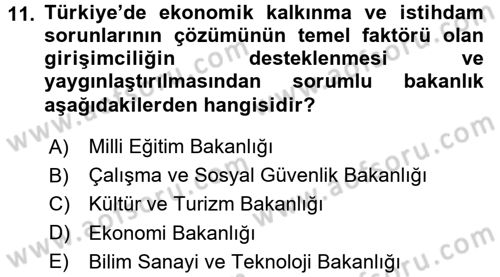 Girişim Finansmanı Dersi 2017 - 2018 Yılı 3 Ders Sınav Soruları 11. Soru