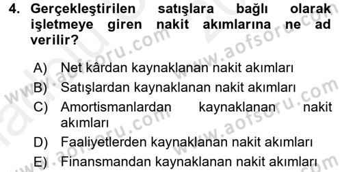 Girişim Finansmanı Dersi 2017 - 2018 Yılı 3 Ders Sınav Soruları 4. Soru