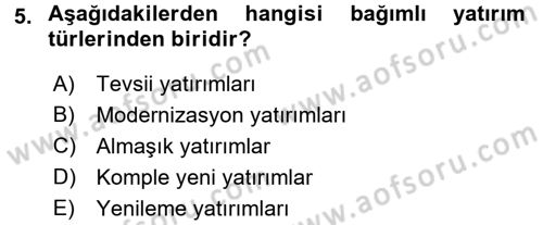 Girişim Finansmanı Dersi 2017 - 2018 Yılı 3 Ders Sınav Soruları 5. Soru