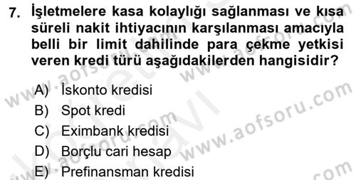 Girişim Finansmanı Dersi 2017 - 2018 Yılı 3 Ders Sınav Soruları 7. Soru