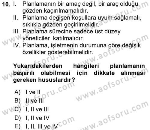 Girişim Finansmanı Dersi 2017 - 2018 Yılı (Vize) Ara Sınav Soruları 10. Soru