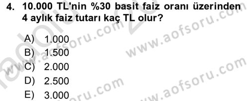 Girişim Finansmanı Dersi 2017 - 2018 Yılı (Vize) Ara Sınav Soruları 4. Soru