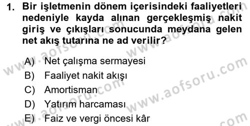 Girişim Finansmanı Dersi 2017 - 2018 Yılı (Final) Dönem Sonu Sınav Soruları 1. Soru