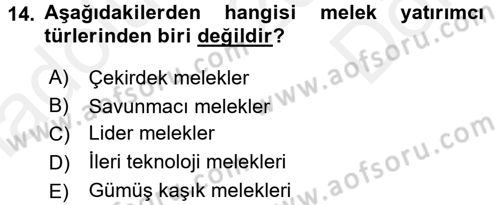 Girişim Finansmanı Dersi 2017 - 2018 Yılı (Final) Dönem Sonu Sınav Soruları 14. Soru