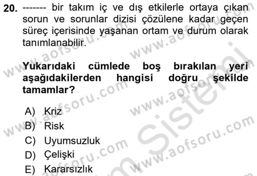 Girişim Finansmanı Dersi 2019 - 2020 Yılı (Final) Dönem Sonu Sınav Soruları 20. Soru