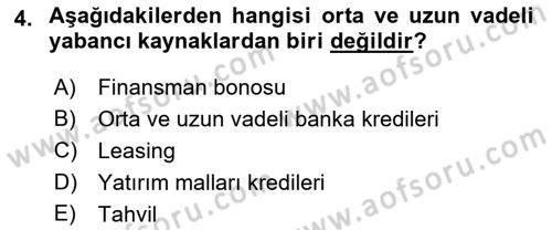 Girişim Finansmanı Dersi 2019 - 2020 Yılı (Final) Dönem Sonu Sınav Soruları 4. Soru