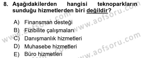Girişim Finansmanı Dersi 2019 - 2020 Yılı (Final) Dönem Sonu Sınav Soruları 8. Soru