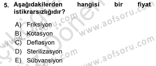 Girişim Finansmanı Dersi 2021 - 2022 Yılı (Vize) Ara Sınav Soruları 5. Soru