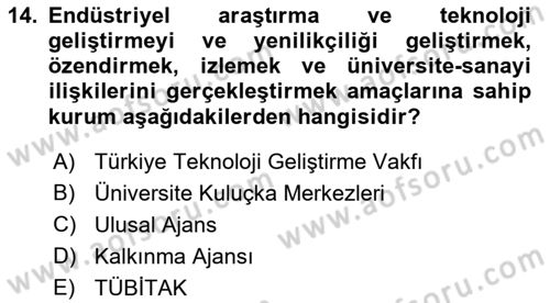 Girişim Finansmanı Dersi 2021 - 2022 Yılı (Final) Dönem Sonu Sınav Soruları 14. Soru