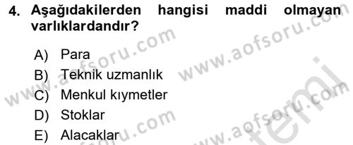 Girişim Finansmanı Dersi 2021 - 2022 Yılı (Final) Dönem Sonu Sınav Soruları 4. Soru