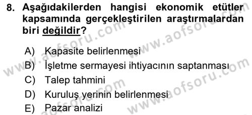 Girişim Finansmanı Dersi 2021 - 2022 Yılı (Final) Dönem Sonu Sınav Soruları 8. Soru