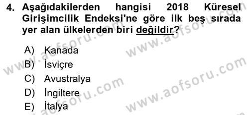 Girişim Finansmanı Dersi 2022 - 2023 Yılı (Vize) Ara Sınav Soruları 4. Soru