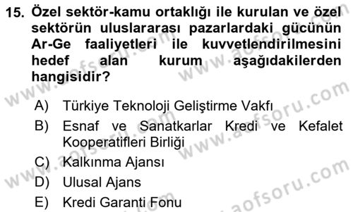 Girişim Finansmanı Dersi 2022 - 2023 Yılı (Final) Dönem Sonu Sınav Soruları 15. Soru