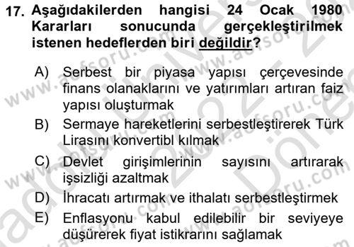 Girişim Finansmanı Dersi 2022 - 2023 Yılı (Final) Dönem Sonu Sınav Soruları 17. Soru