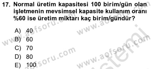 Girişim Finansmanı Dersi 2023 - 2024 Yılı (Vize) Ara Sınav Soruları 17. Soru