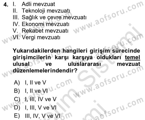 Girişim Finansmanı Dersi 2023 - 2024 Yılı (Vize) Ara Sınav Soruları 4. Soru