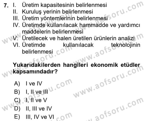 Girişim Finansmanı Dersi 2023 - 2024 Yılı (Final) Dönem Sonu Sınav Soruları 7. Soru