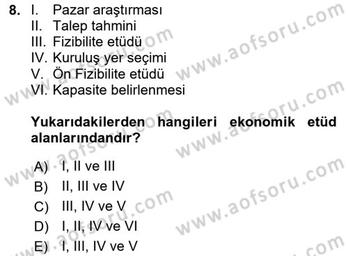 Girişim Finansmanı Dersi 2024 - 2025 Yılı (Final) Dönem Sonu Sınav Soruları 8. Soru