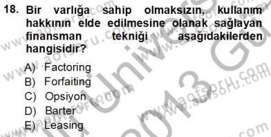 Spor Finansmanı Dersi Ara Sınavı Deneme Sınav Soruları 18. Soru