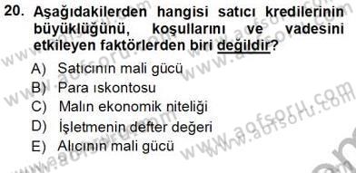 Spor Finansmanı Dersi Ara Sınavı Deneme Sınav Soruları 20. Soru
