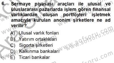 Spor Finansmanı Dersi Ara Sınavı Deneme Sınav Soruları 6. Soru