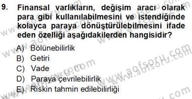 Spor Finansmanı Dersi Ara Sınavı Deneme Sınav Soruları 9. Soru