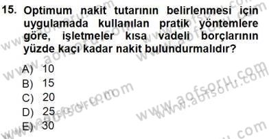 Spor Finansmanı Dersi 2012 - 2013 Yılı (Final) Dönem Sonu Sınav Soruları 15. Soru