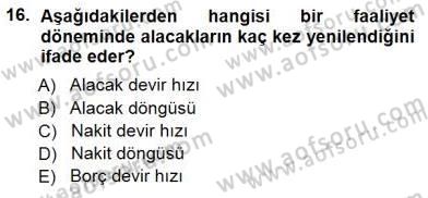 Spor Finansmanı Dersi 2012 - 2013 Yılı (Final) Dönem Sonu Sınav Soruları 16. Soru
