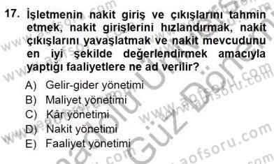 Spor Finansmanı Dersi 2012 - 2013 Yılı (Final) Dönem Sonu Sınav Soruları 17. Soru