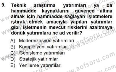 Spor Finansmanı Dersi 2012 - 2013 Yılı (Final) Dönem Sonu Sınav Soruları 9. Soru