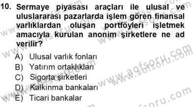 Spor Finansmanı Dersi Ara Sınavı Deneme Sınav Soruları 10. Soru