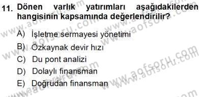 Spor Finansmanı Dersi Ara Sınavı Deneme Sınav Soruları 11. Soru