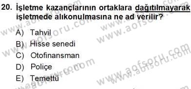 Spor Finansmanı Dersi Ara Sınavı Deneme Sınav Soruları 20. Soru