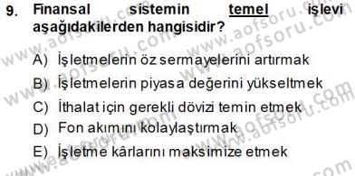 Spor Finansmanı Dersi Ara Sınavı Deneme Sınav Soruları 9. Soru