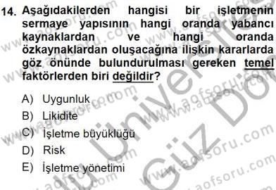 Spor Finansmanı Dersi 2013 - 2014 Yılı (Final) Dönem Sonu Sınav Soruları 14. Soru