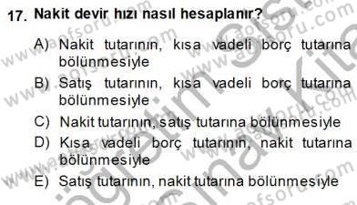 Spor Finansmanı Dersi 2013 - 2014 Yılı (Final) Dönem Sonu Sınav Soruları 17. Soru