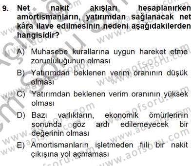 Spor Finansmanı Dersi 2013 - 2014 Yılı (Final) Dönem Sonu Sınav Soruları 9. Soru