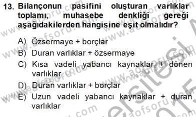 Spor Finansmanı Dersi Ara Sınavı Deneme Sınav Soruları 13. Soru