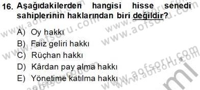 Spor Finansmanı Dersi Ara Sınavı Deneme Sınav Soruları 16. Soru