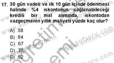 Spor Finansmanı Dersi Ara Sınavı Deneme Sınav Soruları 17. Soru