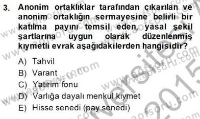 Spor Finansmanı Dersi Ara Sınavı Deneme Sınav Soruları 3. Soru