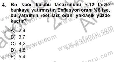 Spor Finansmanı Dersi Ara Sınavı Deneme Sınav Soruları 4. Soru