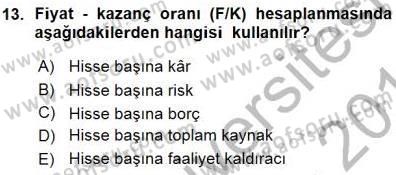 Spor Finansmanı Dersi Ara Sınavı Deneme Sınav Soruları 13. Soru