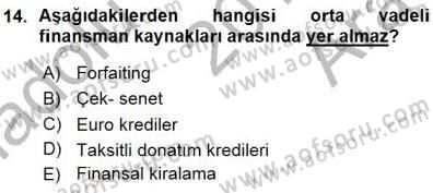 Spor Finansmanı Dersi Ara Sınavı Deneme Sınav Soruları 14. Soru