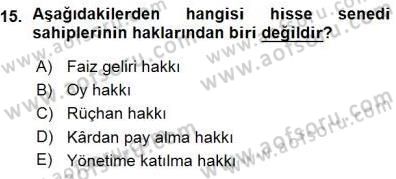 Spor Finansmanı Dersi Ara Sınavı Deneme Sınav Soruları 15. Soru