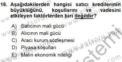 Spor Finansmanı Dersi Ara Sınavı Deneme Sınav Soruları 16. Soru